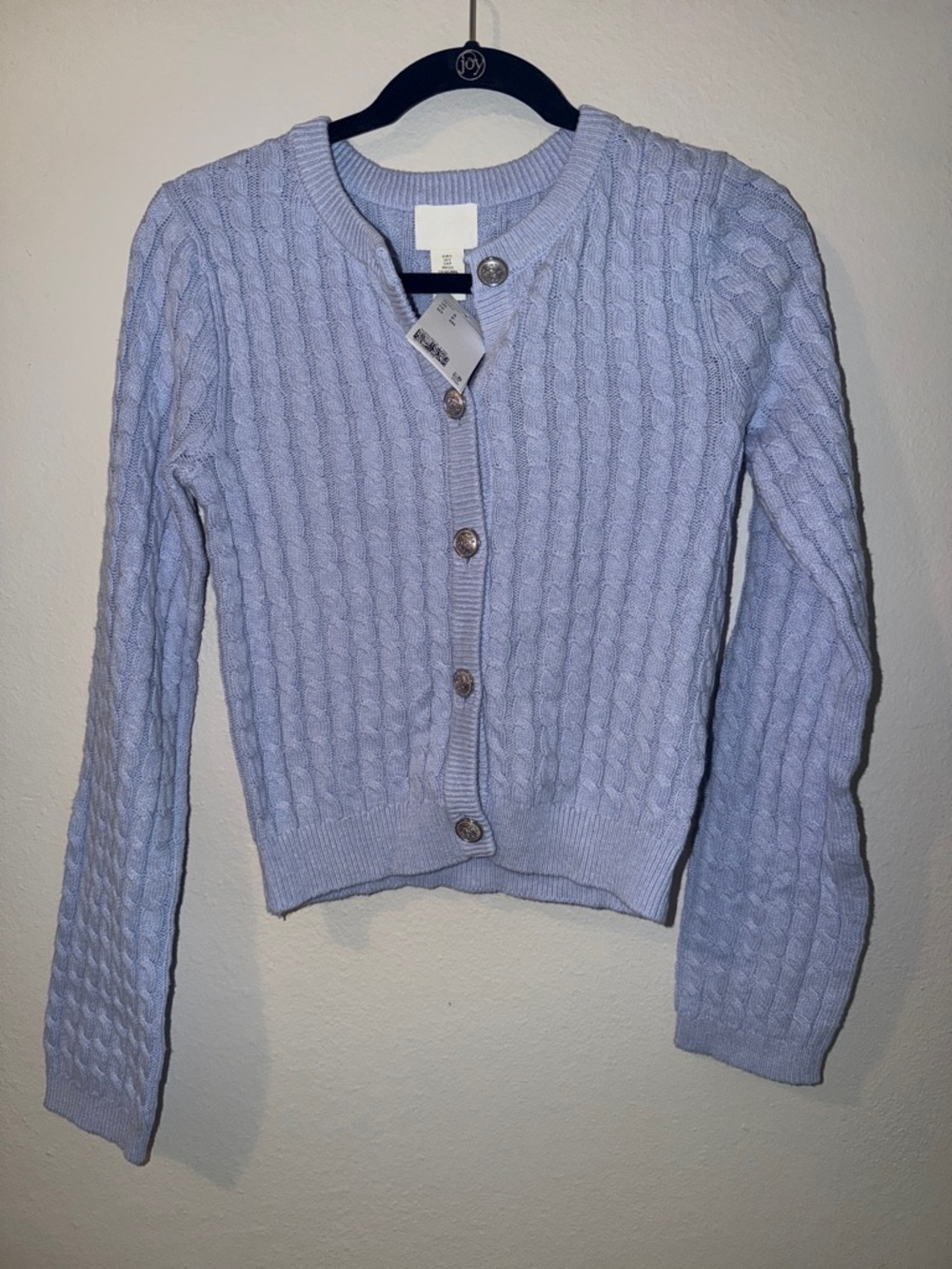 H&M Light Blue Cable-Knit Button Cardigan